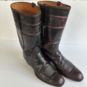 El Dorado‎ Boots Men Sz 9.5B Black Cherry Leather Western Cowboy Stovepipe 9133
